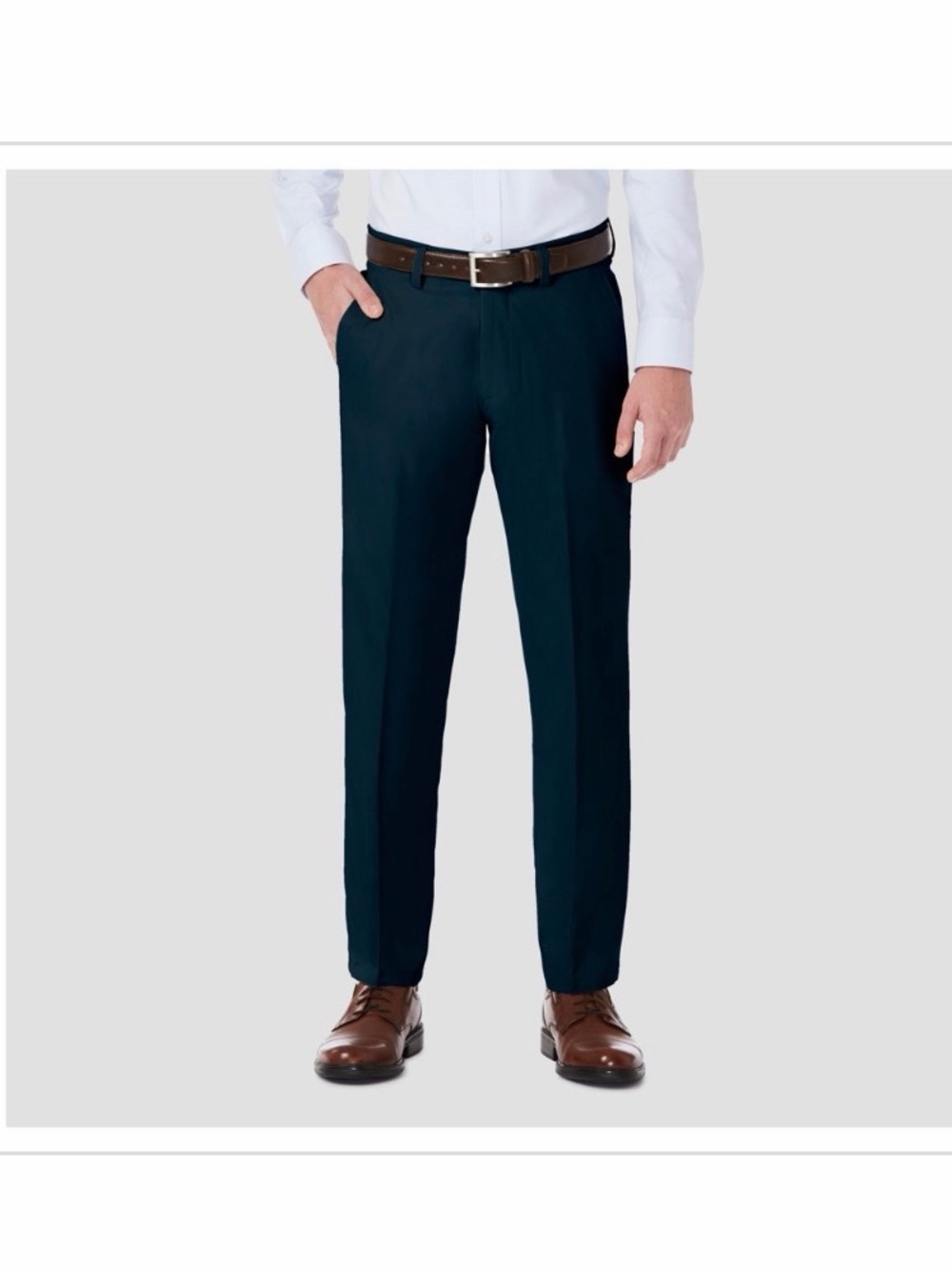 Haggar H26 Men's Performance 4 Way Stretch Straight Fit Trouser Pants 30x30 Navy
